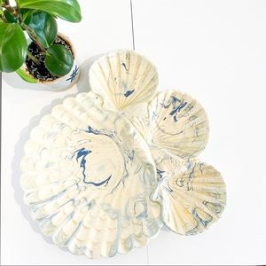 Vintage Cream and Blue Shell Platter